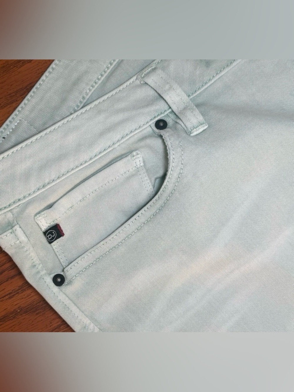 Dear John Womens Mint Green Playback Cuffed Cropped Straight Leg Jeans Size 31 - Picture 10 of 11